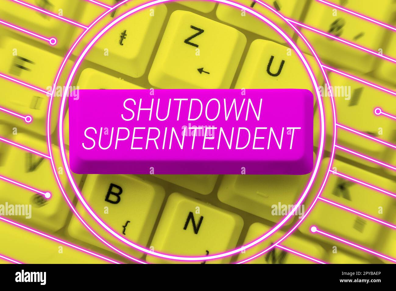 Konzeptionelle Beschriftung Shutdown Superintendent. Konzept bedeutet Person, die die Organisation oder Aktivität verwaltet Stockfoto