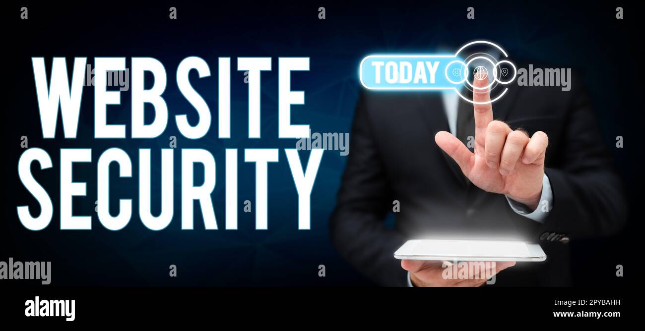 Schreiben Text anzeigen Website-Sicherheit. Geschäftsansatz kritische Komponente zum Schutz und zur Sicherung von Websites Stockfoto