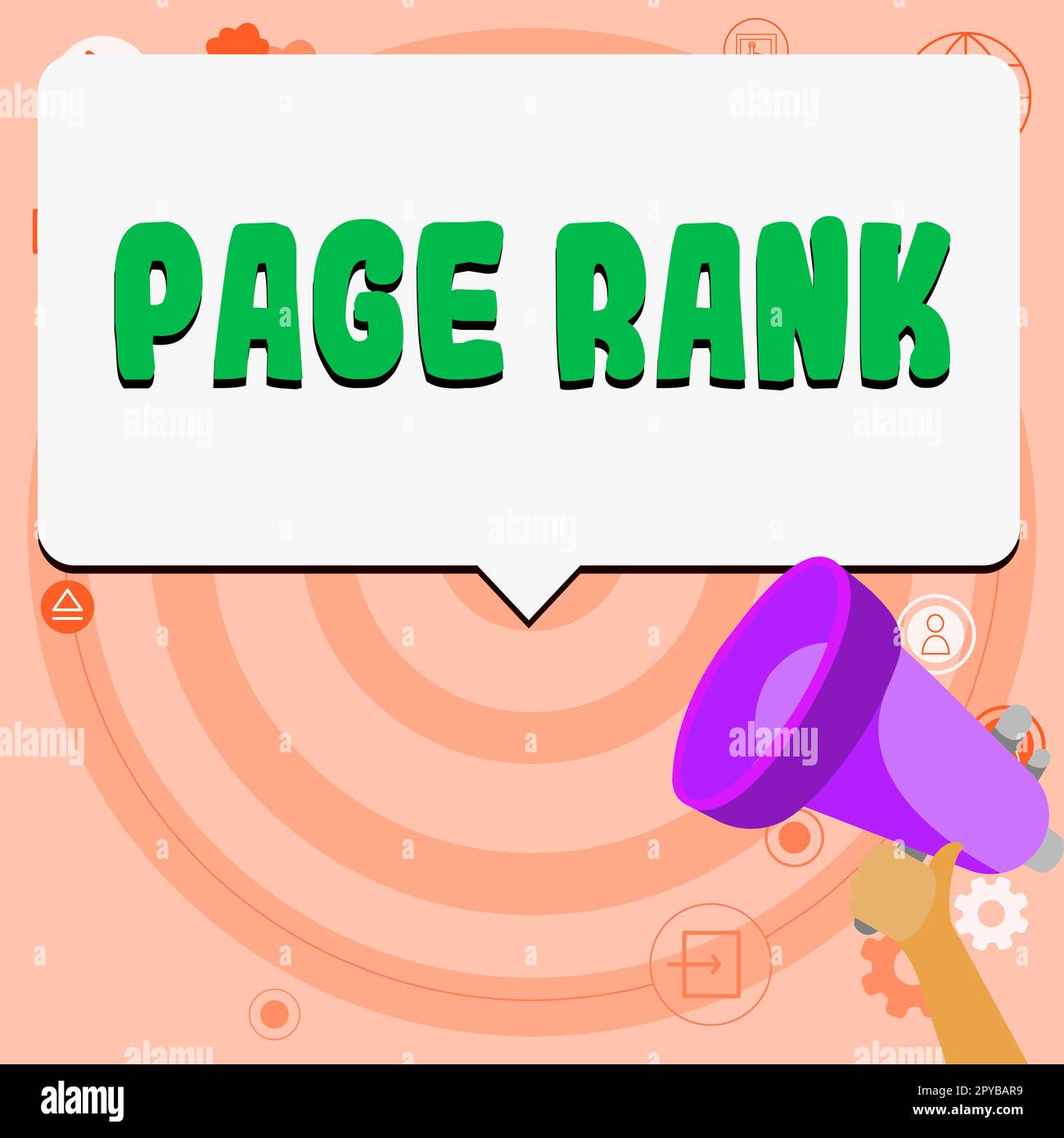 Konzeptionelle Beschriftung Seitenrangfolge. Geschäftskonzept ein Wert, der einer Webseite als Maß für ihre Beliebtheit zugewiesen wird Stockfoto