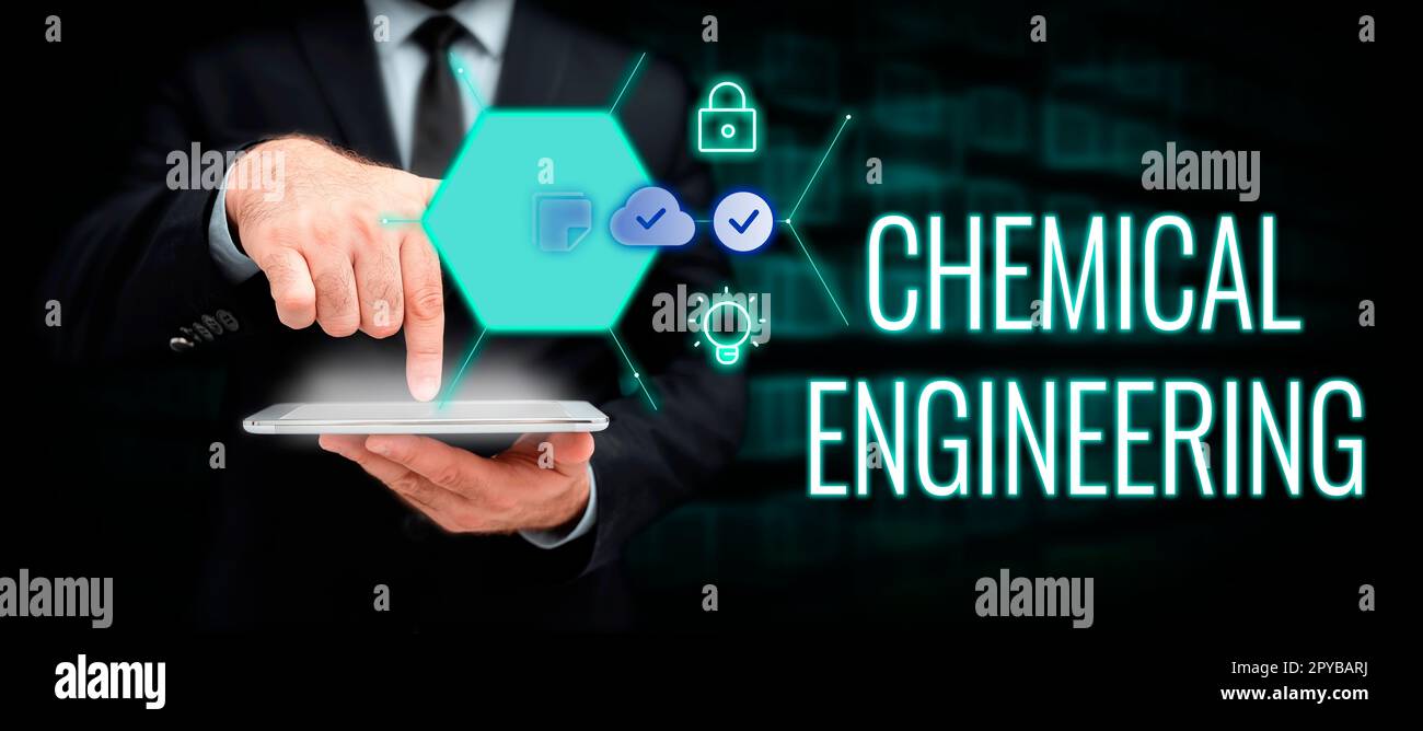 Handschrifttext Chemical Engineering. Geschäftsansatz Entwicklung von Dingen, die sich mit der industriellen Anwendung der Chemie befassen Stockfoto