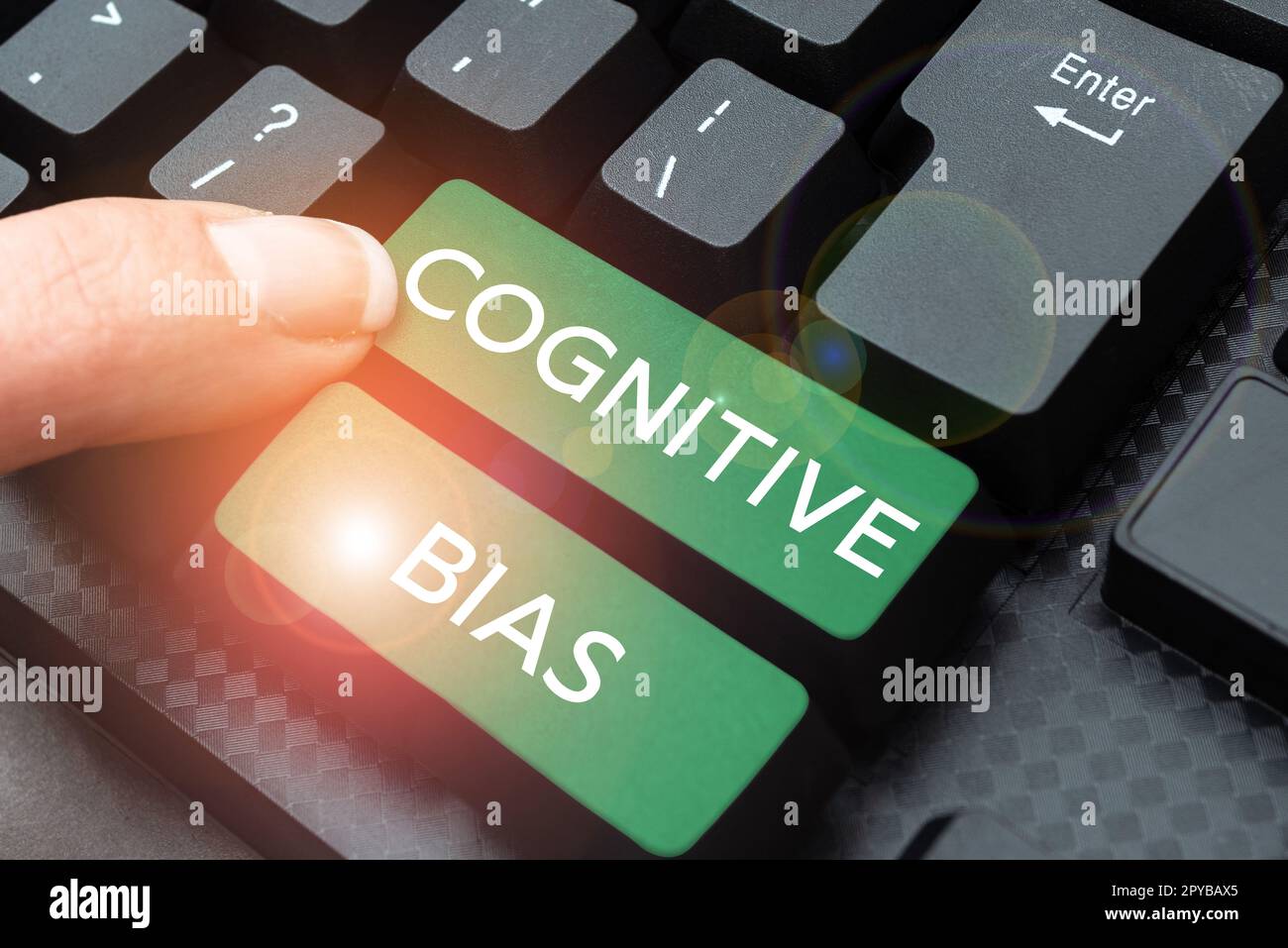 Handgeschriebenes Zeichen kognitive Vorurteile. Betriebswirtschaftliche Ubersicht psychische Behandlung psychischer Störungen Stockfoto