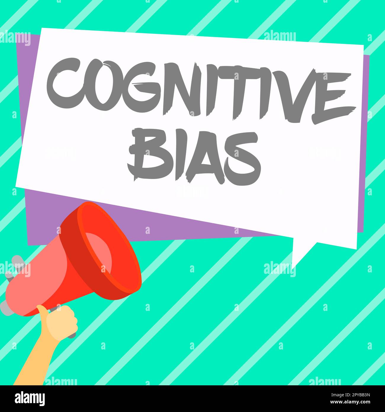 Konzeptionelle Darstellung kognitiver Vorurteile. Ein Wort zur psychologischen Behandlung psychischer Störungen Stockfoto