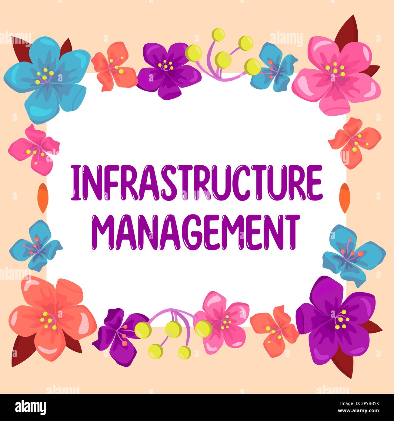 Inspiration mit dem Zeichen „Infrastructure Management“. Konzeptfotos minimieren Ausfallzeiten und erhalten die Unternehmensproduktivität aufrecht Stockfoto