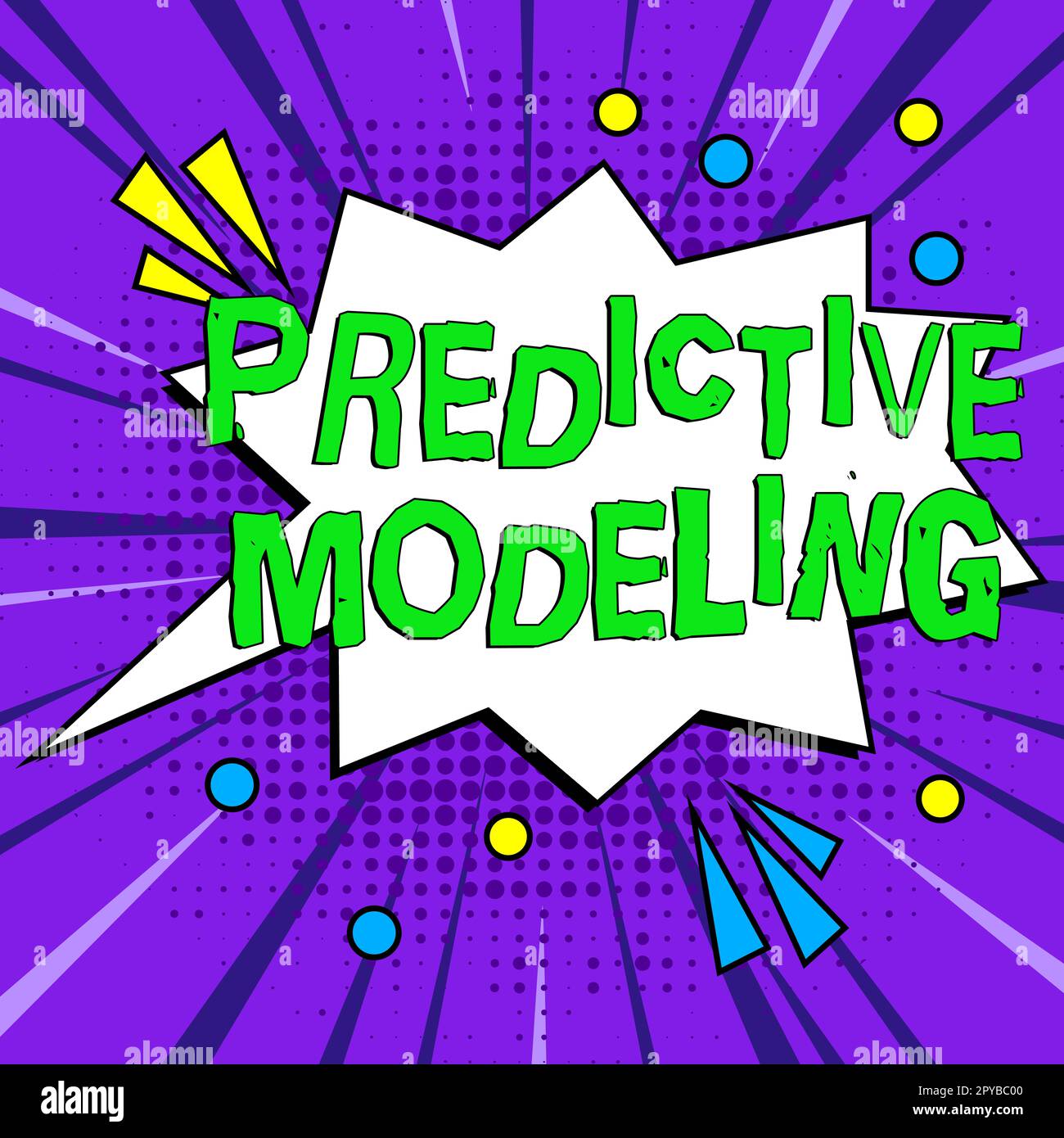 Handschriftlicher Text Predictive Modeling. Business-Showcase-Wartungsstrategie basierend auf Predictive Analytics Stockfoto