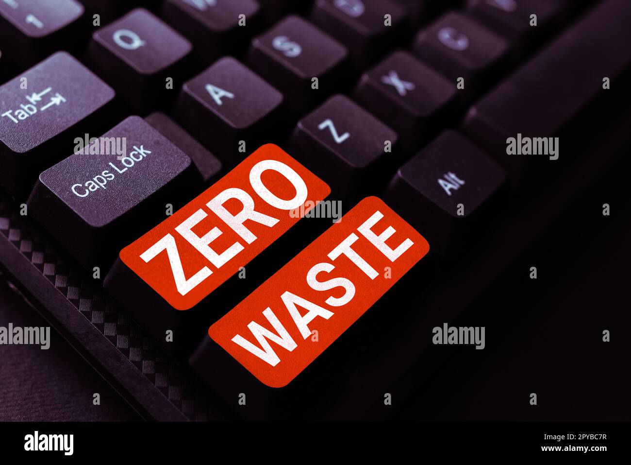 Handschrift Schild Null Abfall. Geschäftsansatz Industrielle Verantwortung umfasst Kompostierung, Recycling und Wiederverwendung Stockfoto