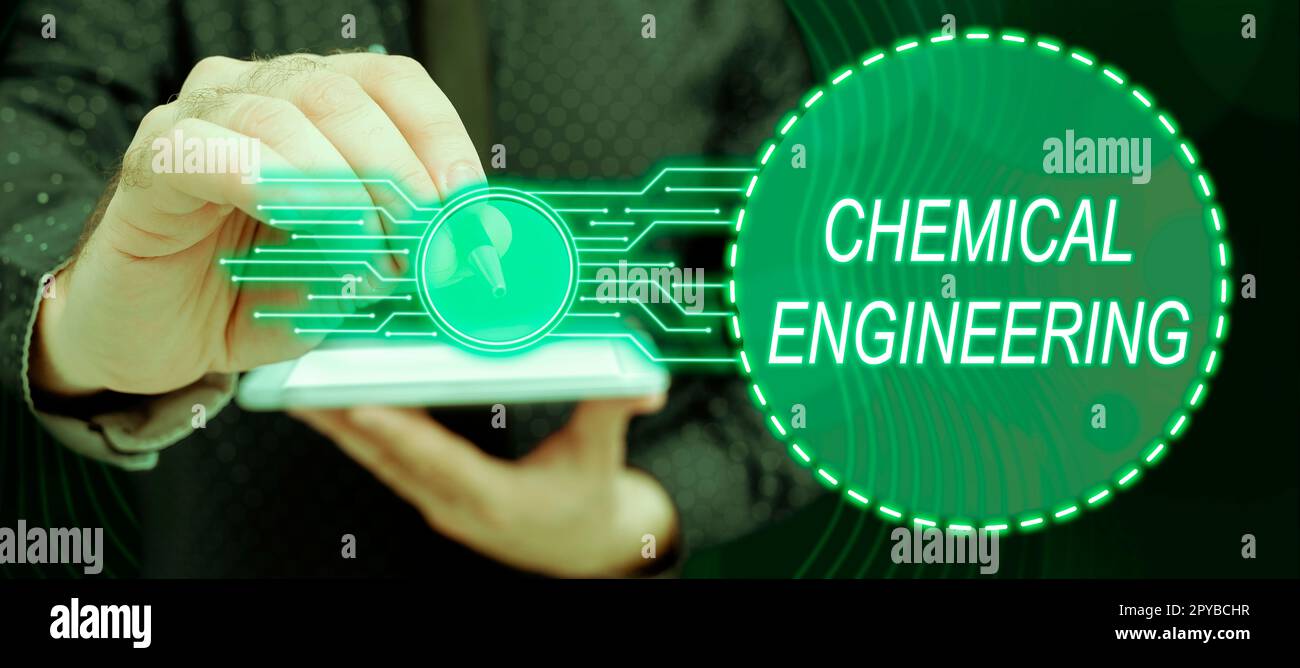 Konzeptionelle Beschriftung Chemical Engineering. Wort für die Entwicklung von Dingen, die sich mit der industriellen Anwendung der Chemie befassen Stockfoto