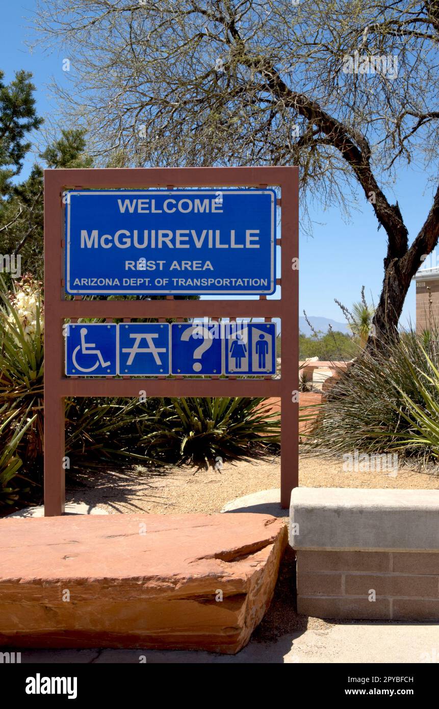 McGuireville Rest Area Schild Arizona USA Stockfoto