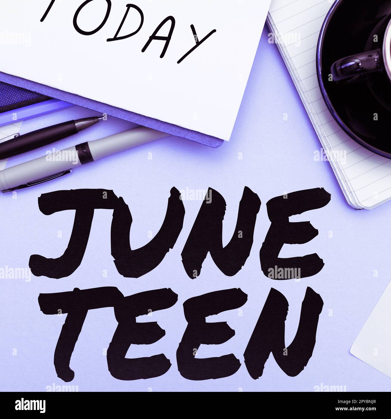 Handschriftlicher Text June Teen. Geschäftskonzept gesetzlicher Feiertag in den Vereinigten Staaten vom Ende der Sklaverei in den USA Stockfoto