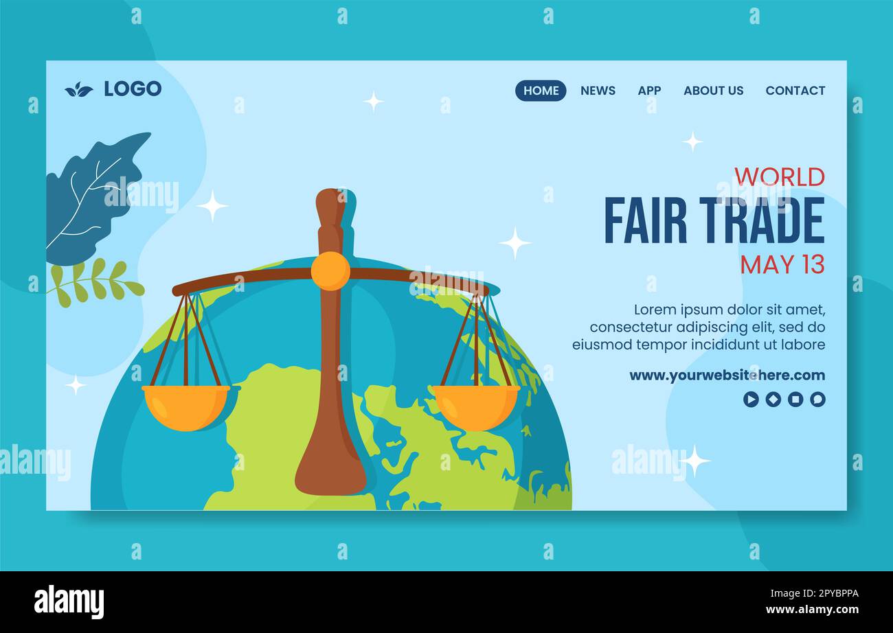 Landing-Page Für Soziale Medien Zum Welttag Des Fairen Handels Flache Cartoon Handgezeichnete Vorlage Illustration Stockfoto