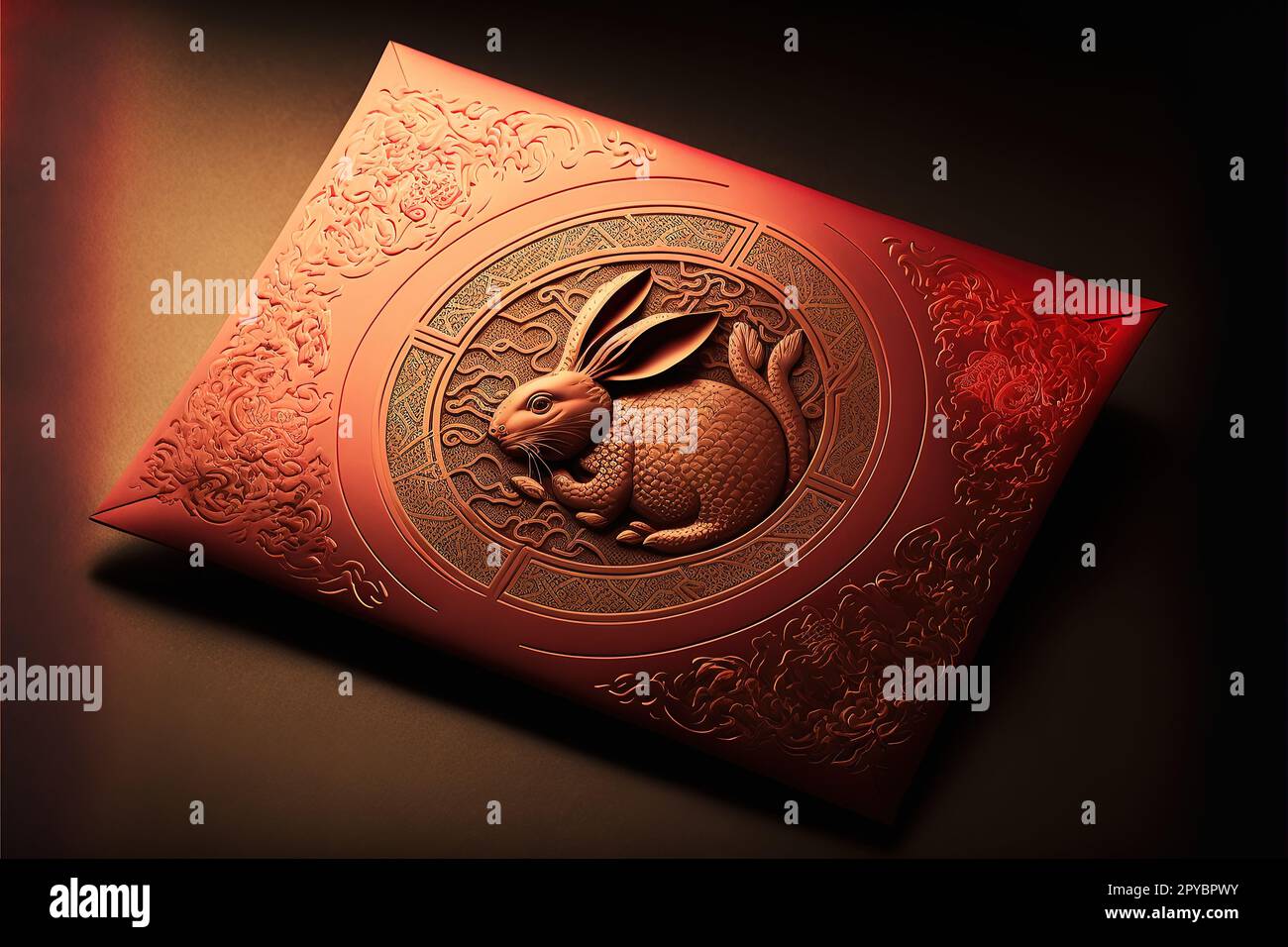 Der rote Umschlag des Zodiakkaninchens Stockfoto