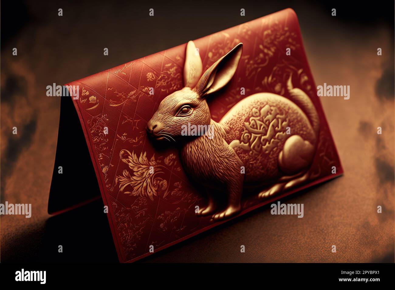 Der rote Umschlag des Zodiakkaninchens Stockfoto