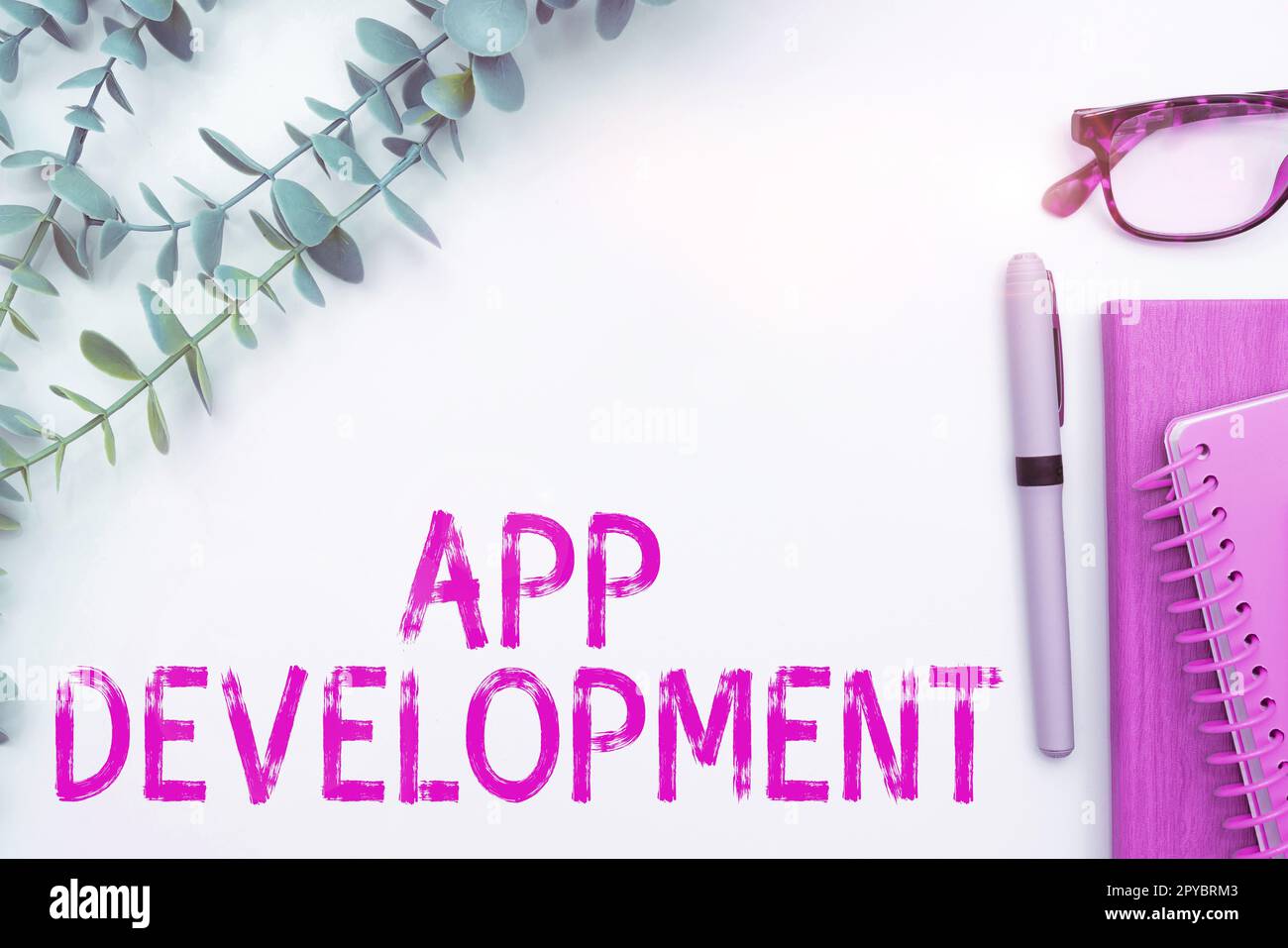 Textunterschrift zur Darstellung der Anwendungsentwicklung. Business Concept Development Services für ein fantastisches mobiles und Web-Erlebnis Stockfoto