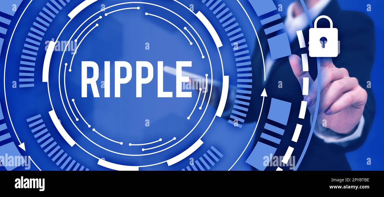 Konzeptionelle Bildunterschrift „Ripple“. Internet-Konzept eine kleine Welle oder eine Reihe von ihnen Wasseroberfläche verursachte eine leichte Brise Stockfoto