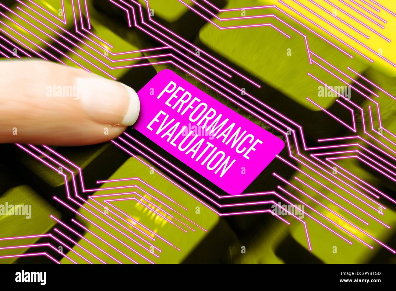 Konzeptionelle Anzeige Leistungsbewertung. Geschäftskonzept die Entwicklung und Aktionsplanung eines anderen Stockfoto
