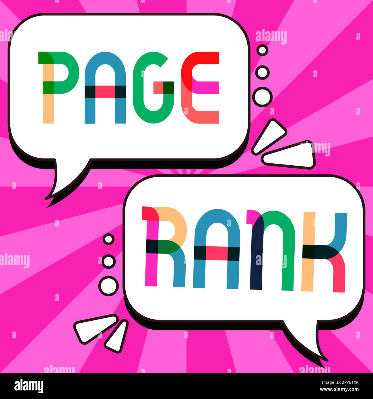 Text zur Anzeige des Rankings der Inspirationsseite. Internetkonzept ein Wert, der einer Webseite als Maß für ihre Beliebtheit zugewiesen wird Stockfoto