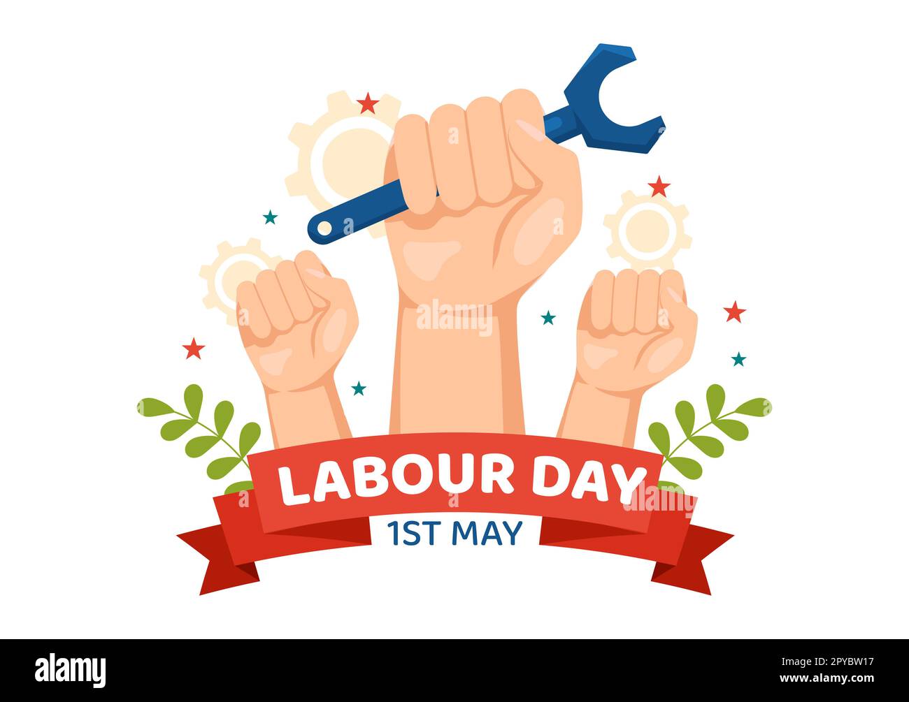 Happy Labor Day am 1. Mai Illustration mit verschiedenen Berufen und vielen Dank an alle Arbeiter für Ihre harte Arbeit an handgezeichneten Flat Cartoon Vorlagen Stockfoto