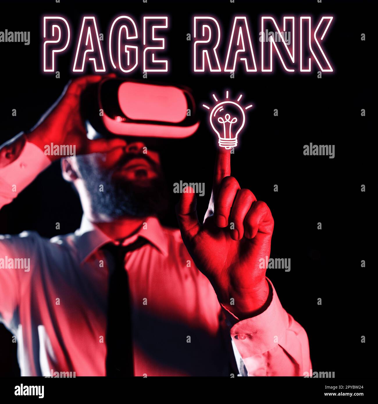 Textüberschrift mit Seitenrang. Geschäftsidee ein Wert, der einer Webseite als Maß für ihre Beliebtheit zugewiesen wird Stockfoto