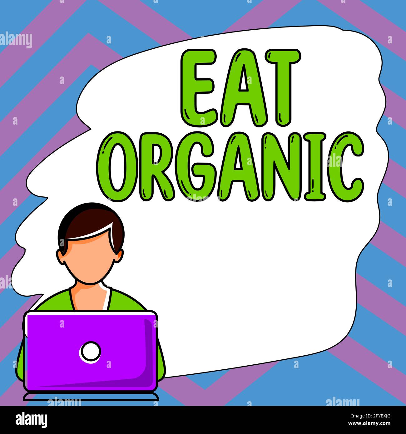 Schild mit „Eat Organic“. Geschäftsüberblick Reduzierung des Essens von Süßigkeiten Diabetische Kontrolldiät Stockfoto