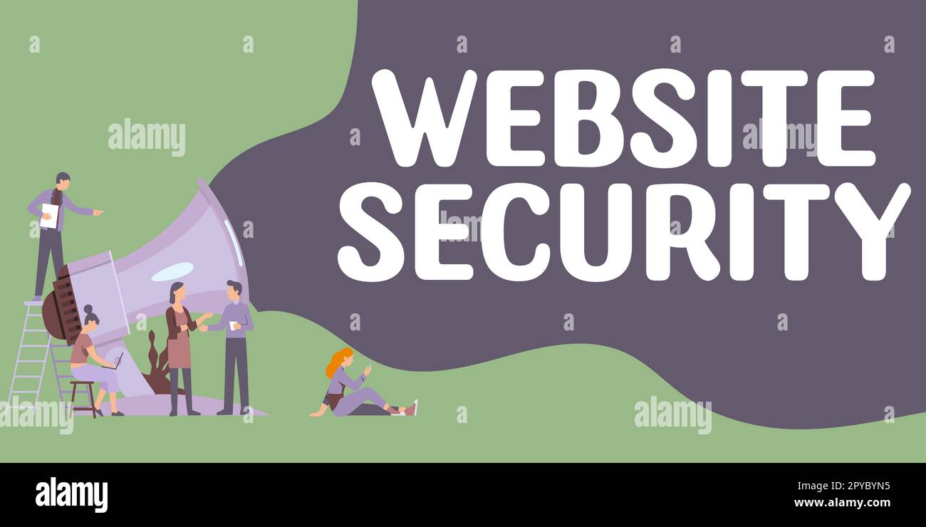 Text zur Inspiration Website Security. Geschäftsansatz kritische Komponente zum Schutz und zur Sicherung von Websites Stockfoto