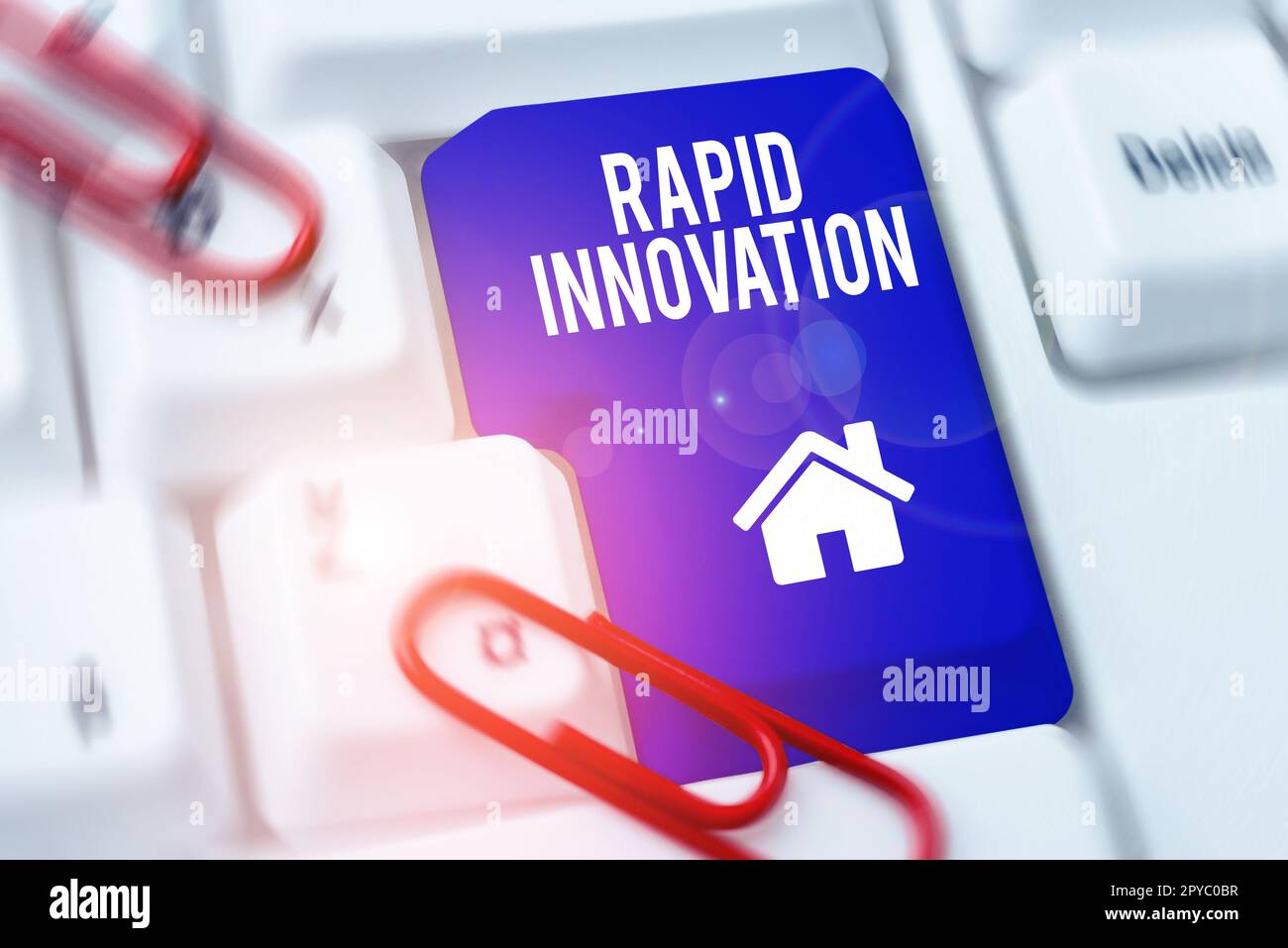 Text mit Inspiration Rapid Innovation. Wort für Merkmal einer Website, die Suchmaschinenalgorithmen verwendet Stockfoto