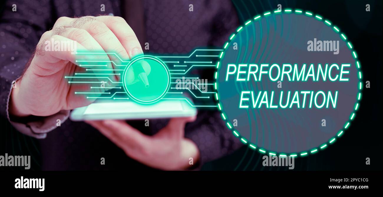 Inspiration mit „Sign Performance Evaluation“. Konzeptfoto die Entwicklung und Aktionsplanung eines anderen Stockfoto