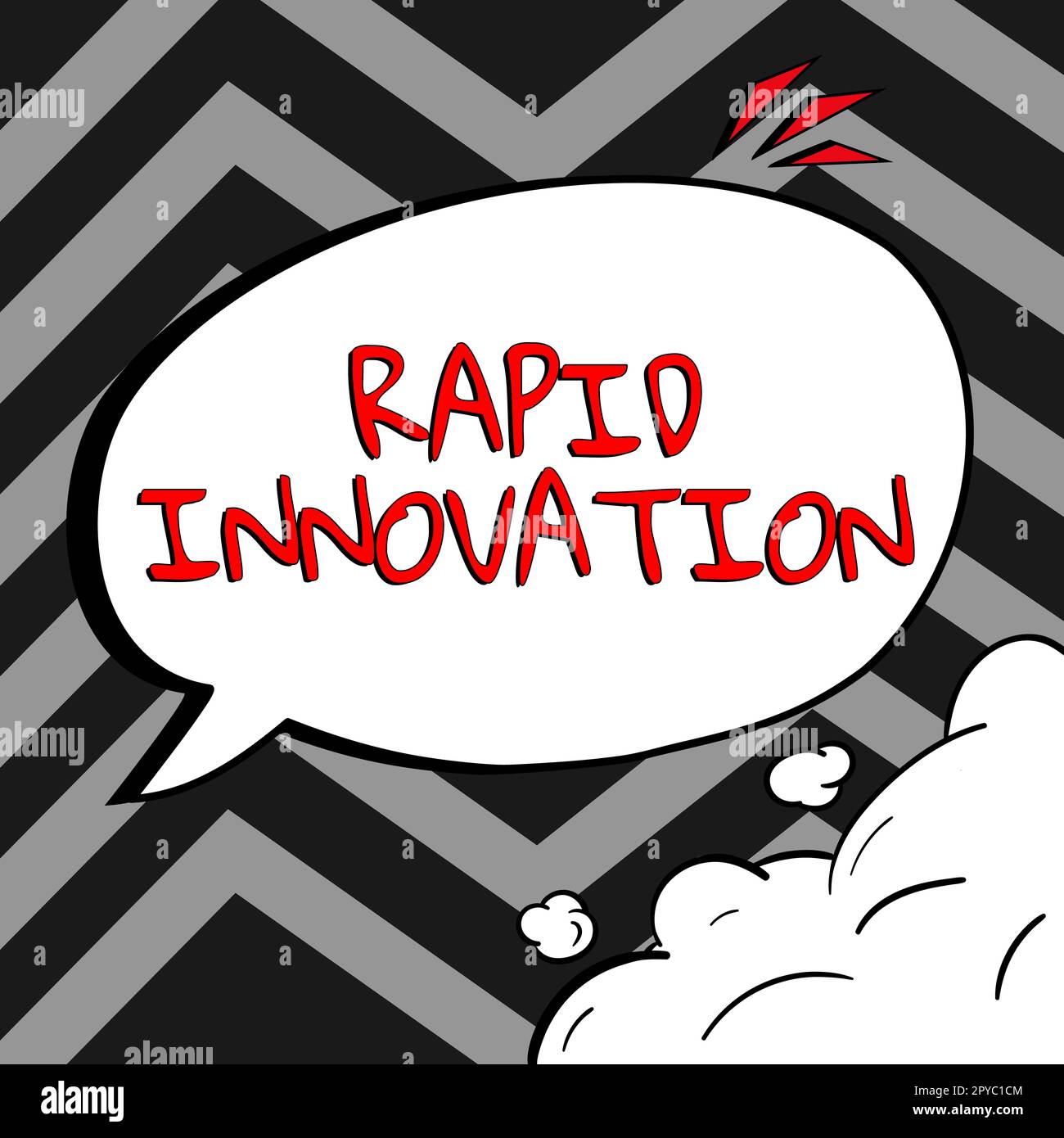 Inspiration mit dem Schild „Rapid Innovation“. Internetkonzept, das charakteristisch für eine Website ist, die Suchmaschinenalgorithmen verwendet Stockfoto