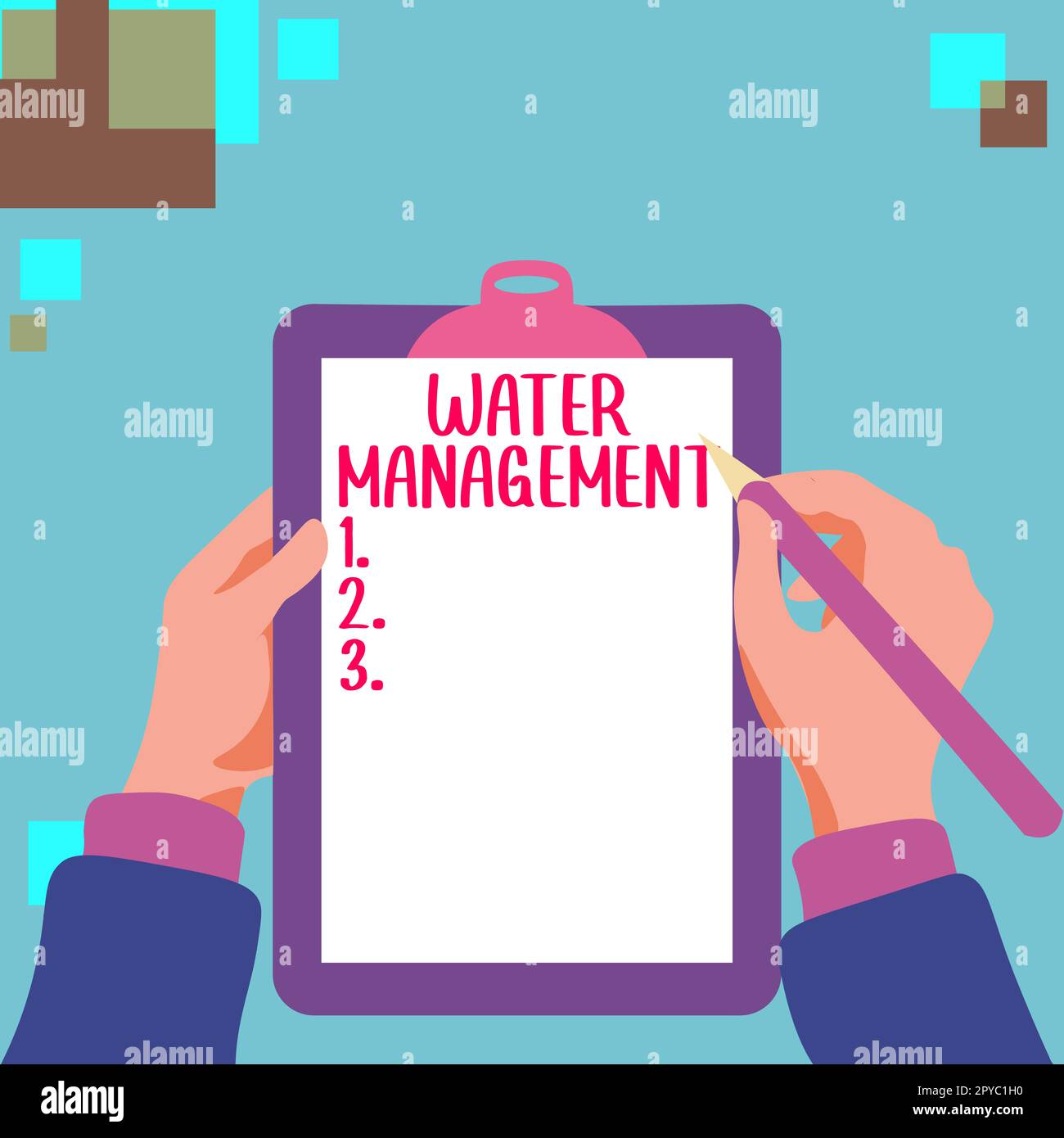 Konzeptionelle Darstellung Wassermanagement. Konzeptfoto optimale Nutzung von Wasserressourcen im Rahmen definierter Wasserpolitiken Stockfoto