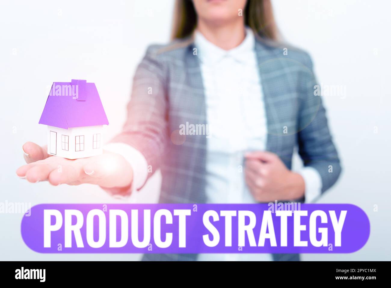 Textzeichen mit Produktstrategie. Wort für langfristige Planentwicklung einer erfolgreichen Produktproduktion Stockfoto