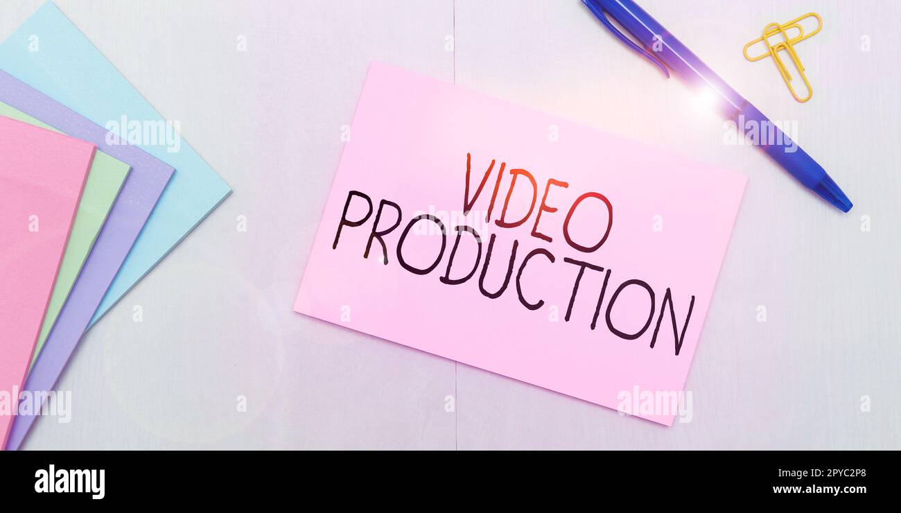 Konzeptionelle Bildunterschrift Videoproduktion. Geschäftsüberblick Prozess der Umwandlung einer Idee in ein Video Filmaking Stockfoto