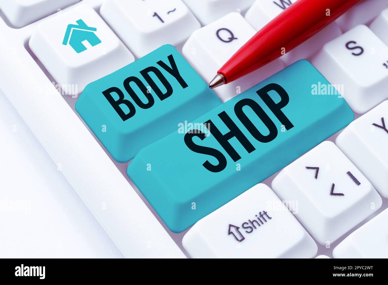 Handschrift Text Body Shop. Geschäftsansatz ein Geschäft, in dem Fahrzeugkarosserien hergestellt oder repariert werden Stockfoto