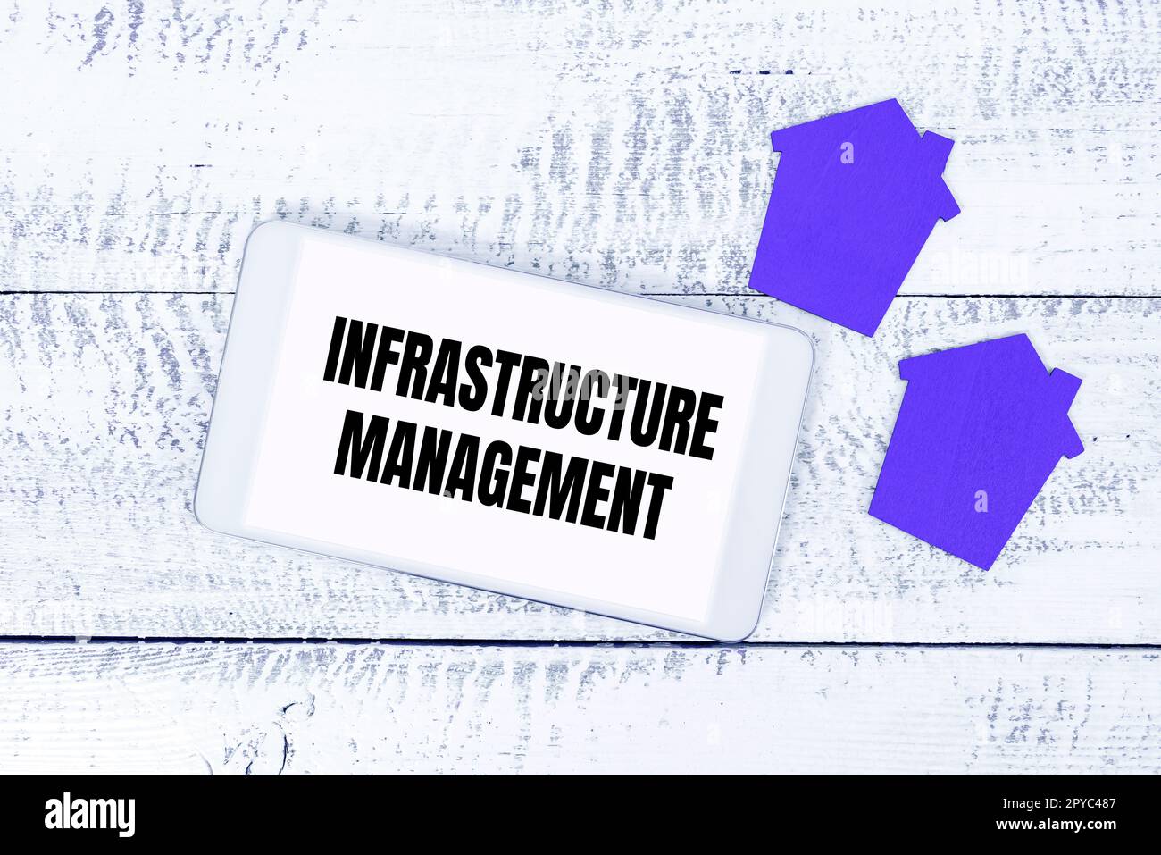 Textüberschrift zur Darstellung von Infrastructure Management. Geschäftskonzept Minimieren Sie Ausfallzeiten, erhalten Sie die Unternehmensproduktivität aufrecht Stockfoto