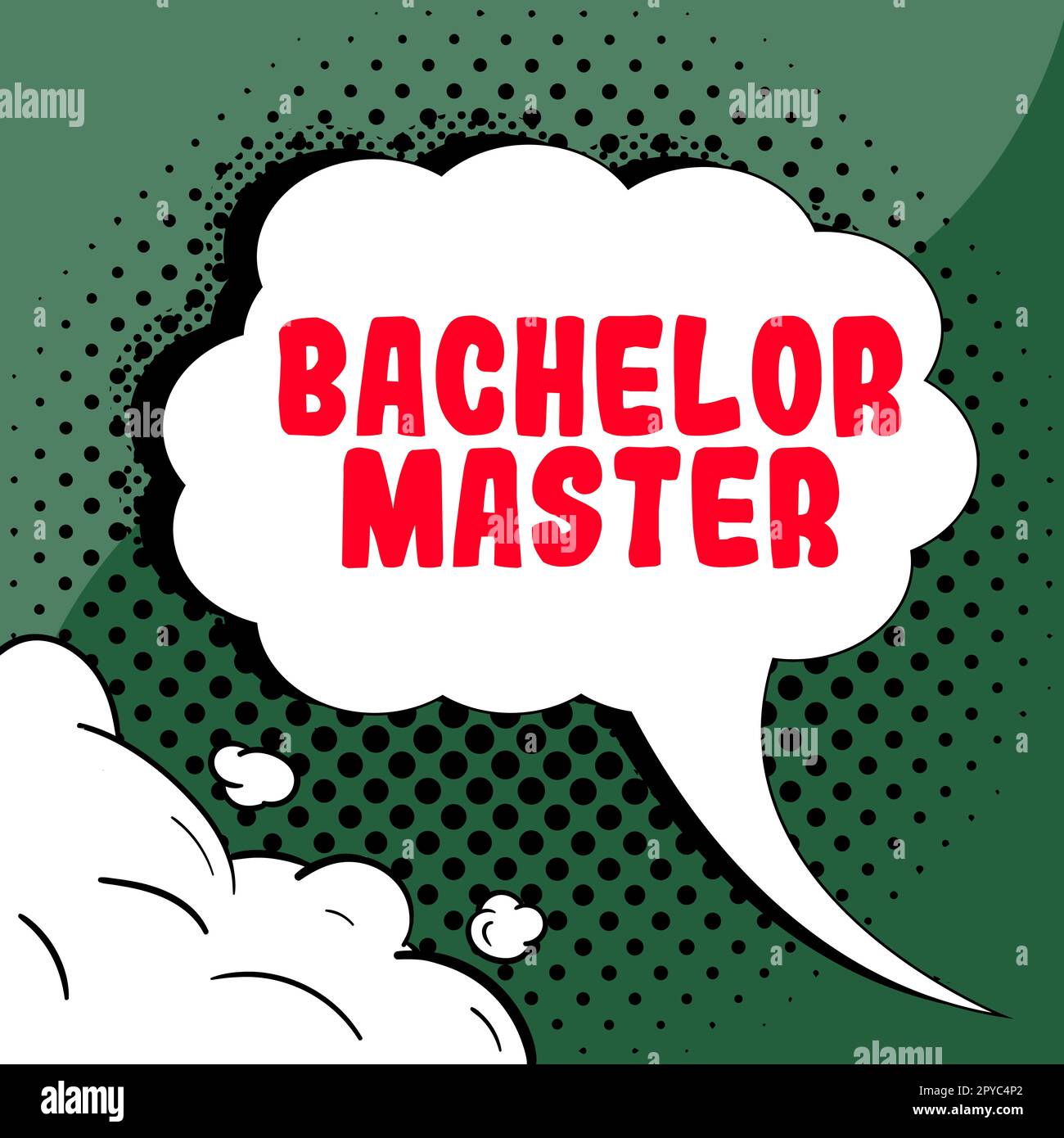 Textzeichen mit Bachelor Master. Wort geschrieben über einen höheren Abschluss nach Bachelor-Abschluss Stockfoto