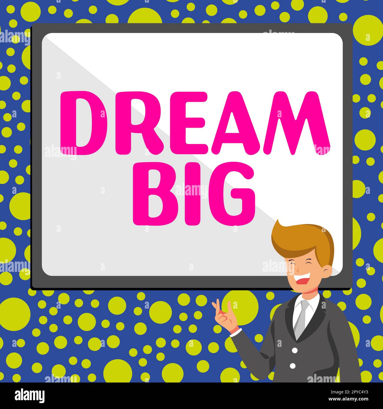 Konzeptionelle Darstellung Dream Big. Ein Wort, auf das geschrieben wurde, um an etwas Wertvolles zu denken, das Sie erreichen möchten Stockfoto