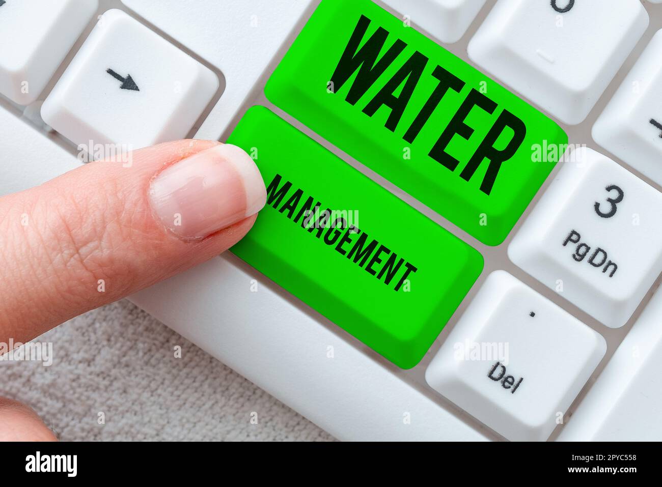 Konzeptionelle Überschrift Wassermanagement. Internetkonzept optimale Nutzung der Wasserressourcen im Rahmen einer definierten Wasserpolitik Stockfoto