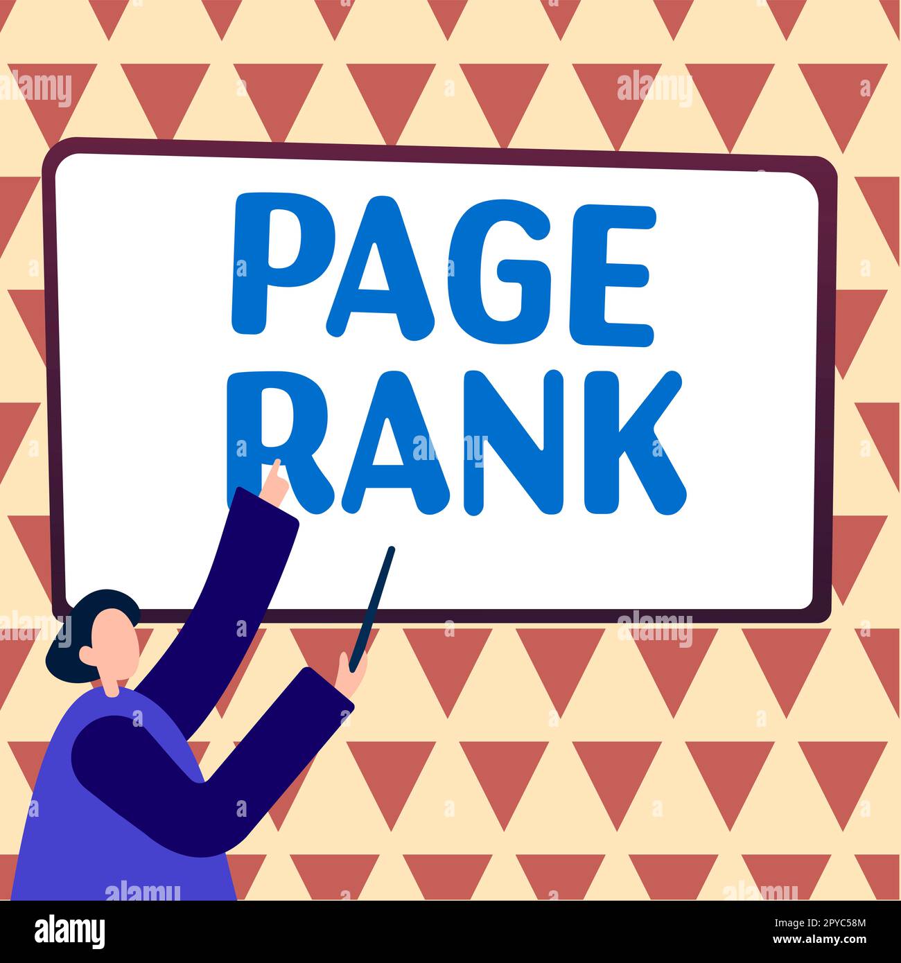 Signatur, die Seitenrang anzeigt. Geschäftskonzept ein Wert, der einer Webseite als Maß für ihre Beliebtheit zugewiesen wird Stockfoto