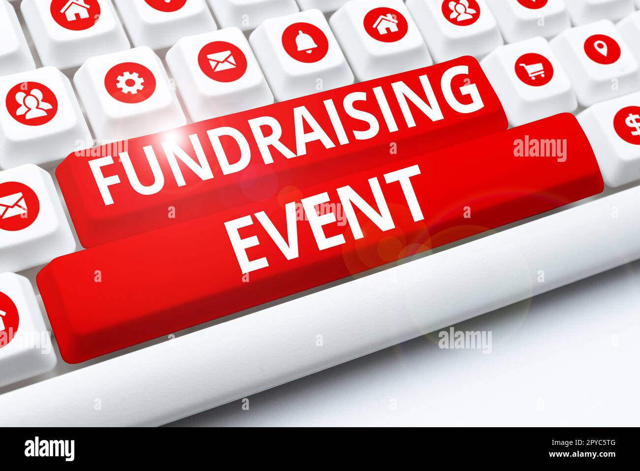 Text für die Veranstaltung „Inspiration Fundraising“. Kampagne für Geschäftskonzepte, deren Zweck es ist, Geld für eine Sache zu sammeln Stockfoto