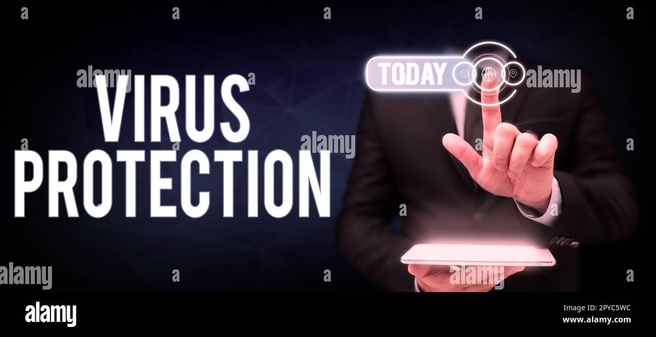 Konzeptionelle Anzeige Virenschutz. Konzept bedeutet Programm zum Schutz von Computern vor Malware Stockfoto