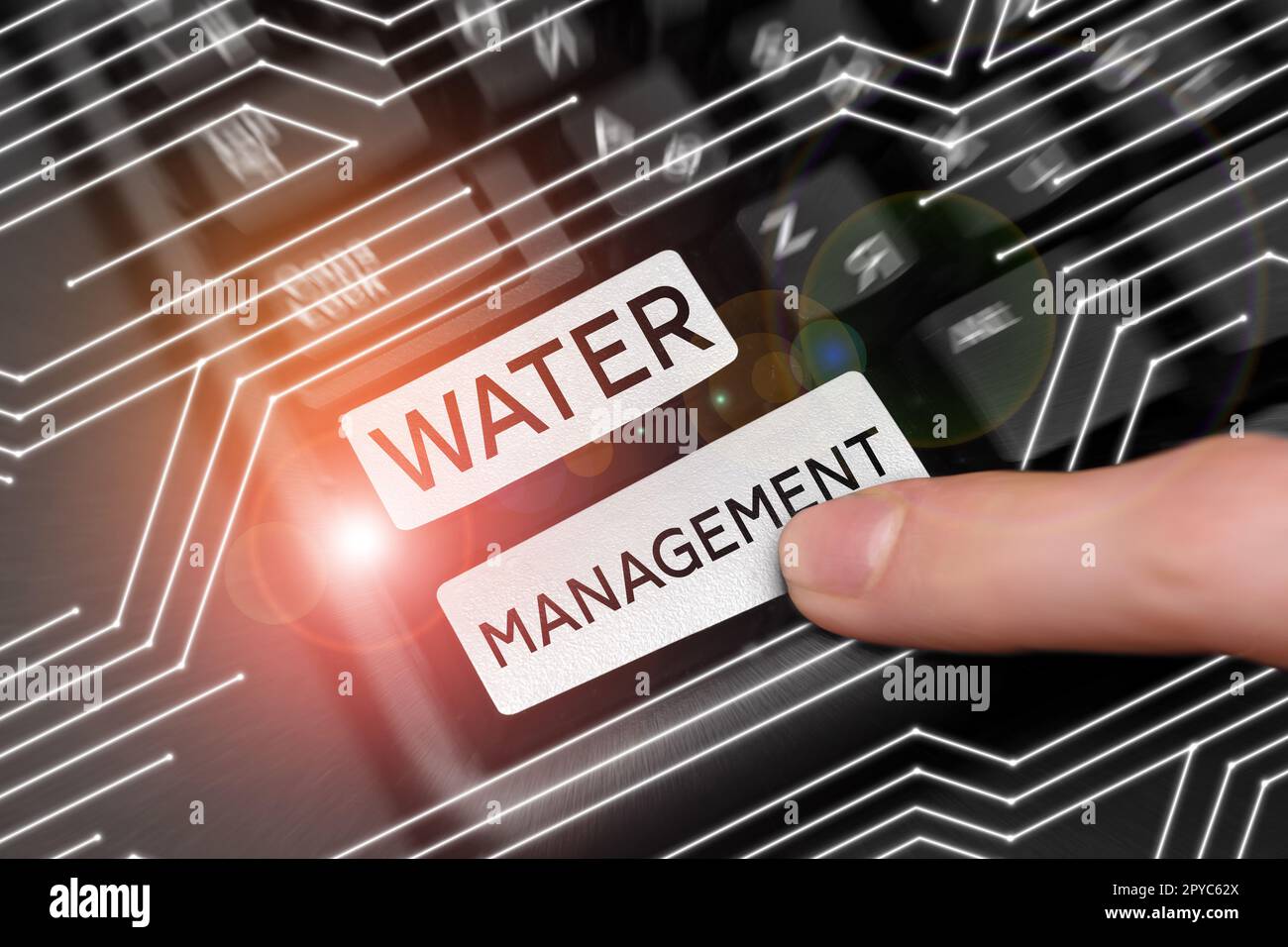 Schild mit Wassermanagement. Ein Wort über die optimale Nutzung der Wasserressourcen im Rahmen einer definierten Wasserpolitik Stockfoto