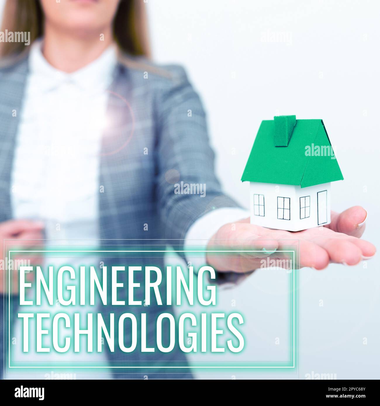 Textüberschrift zur Präsentation von Engineering Technologies. Geschäftsideen befassen sich mit der physikalischen und mathematischen Basis der Technik Stockfoto