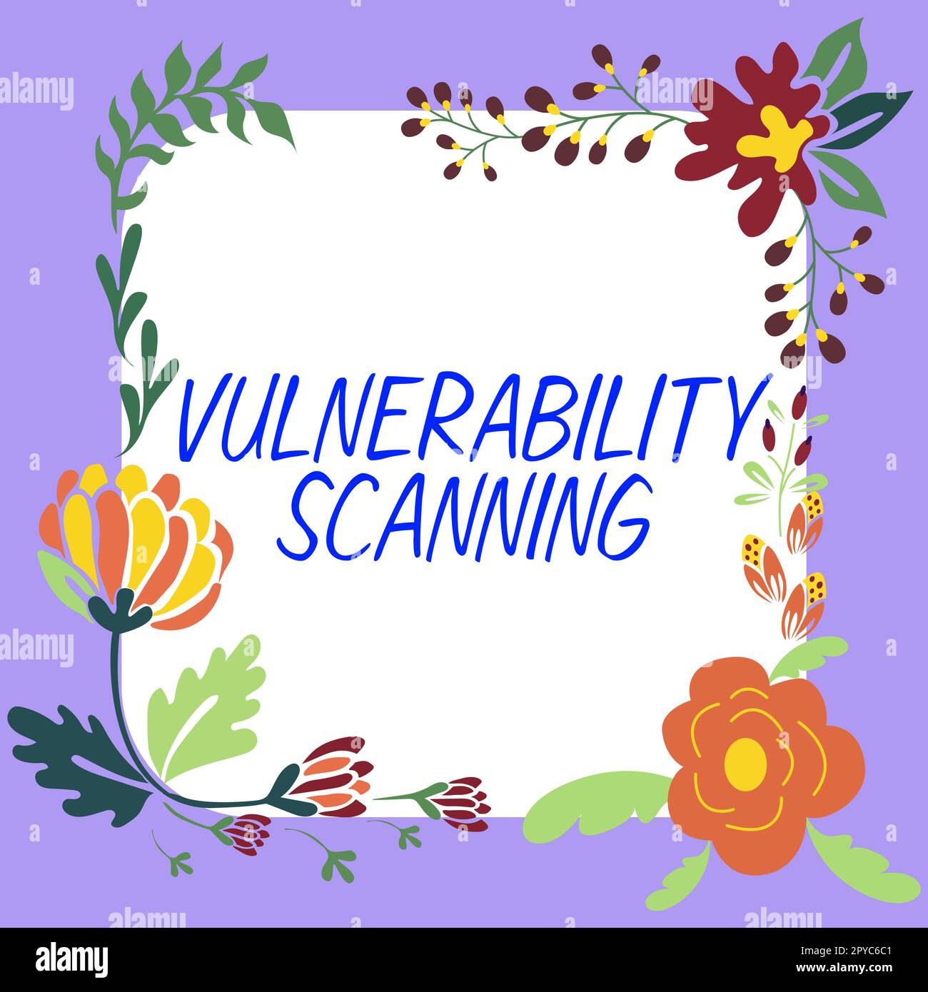 Schild zeigt Vulnerability Scanning an. Business Showcase zur Definition der Priorisierung von Schwachstellen Stockfoto