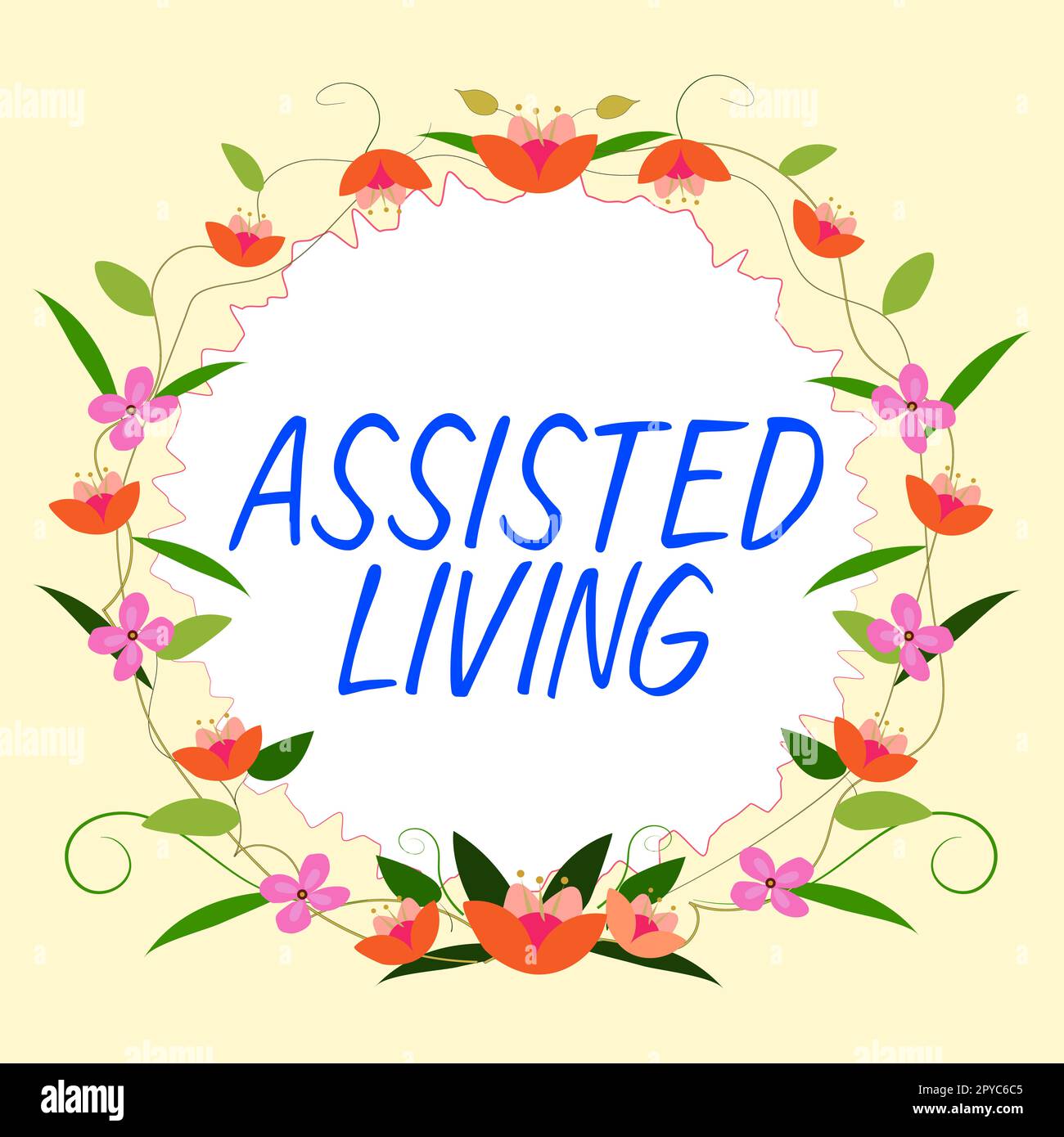 Handschrift Text Assisted Living. Geschäftskonzept Langzeitpflegeeinrichtung für ältere und behinderte Menschen Stockfoto