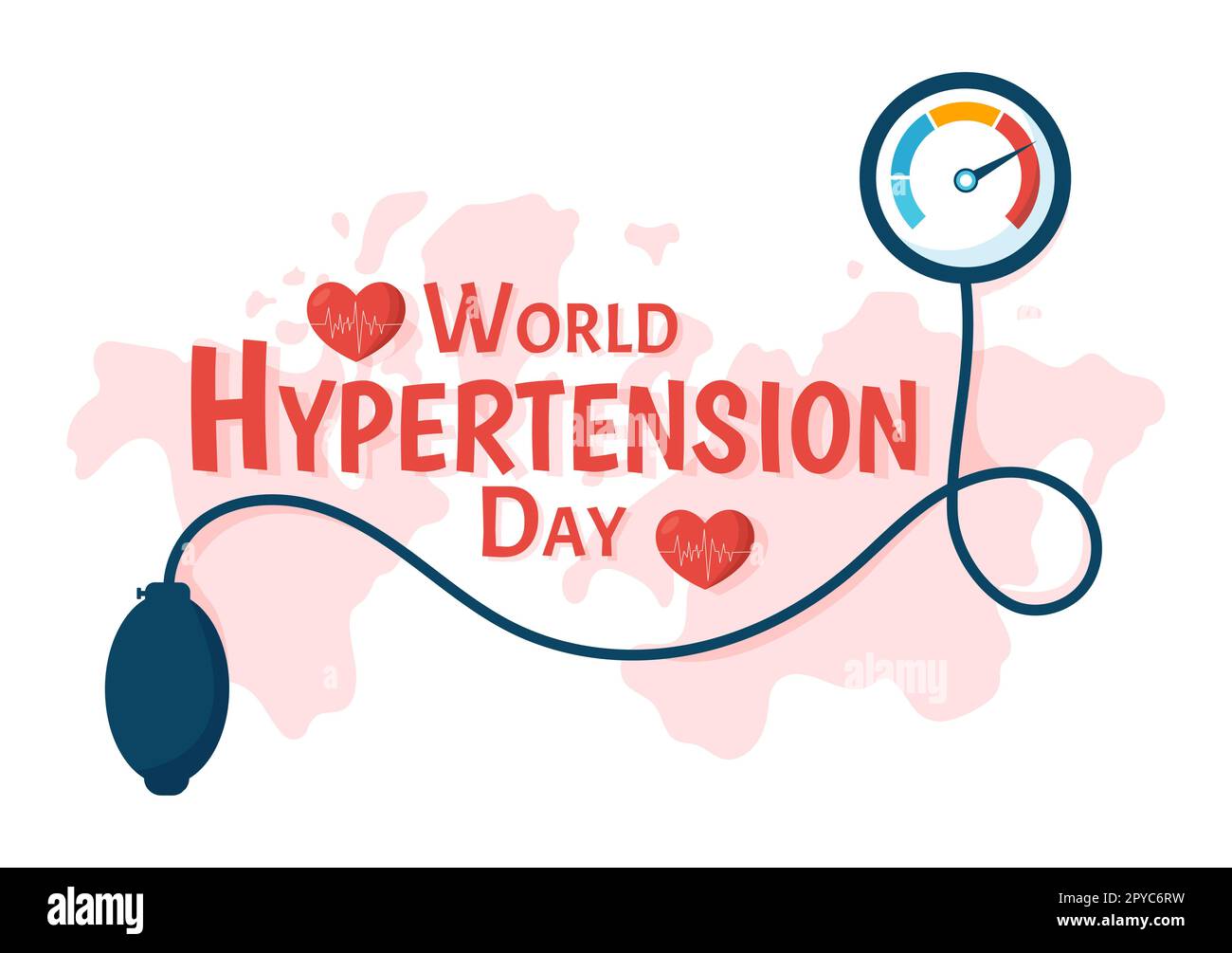 World Hypertension Day am 17. Mai Illustration mit Bluthochdruck und Red Love Image in flachem Cartoon handgezeichnet für Landing-Page-Vorlagen Stockfoto