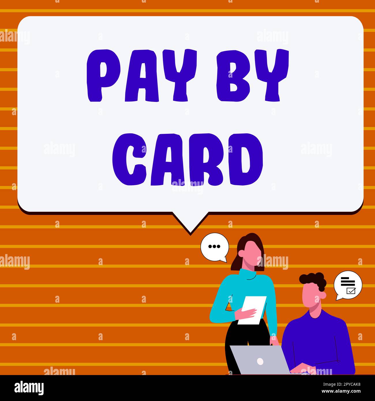 Konzeptionelle Darstellung Bezahlung per Karte. Geschäftsidee Zahlungen auf Kredit, Lastschrift, elektronisches virtuelles Einkaufen von Geldern Stockfoto