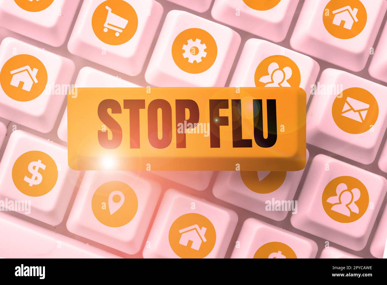 Schreiben Anzeigetext Stop Grippe. Internetkonzept Behandlung der ansteckenden Atemwegserkrankung durch Influenzavirus Stockfoto