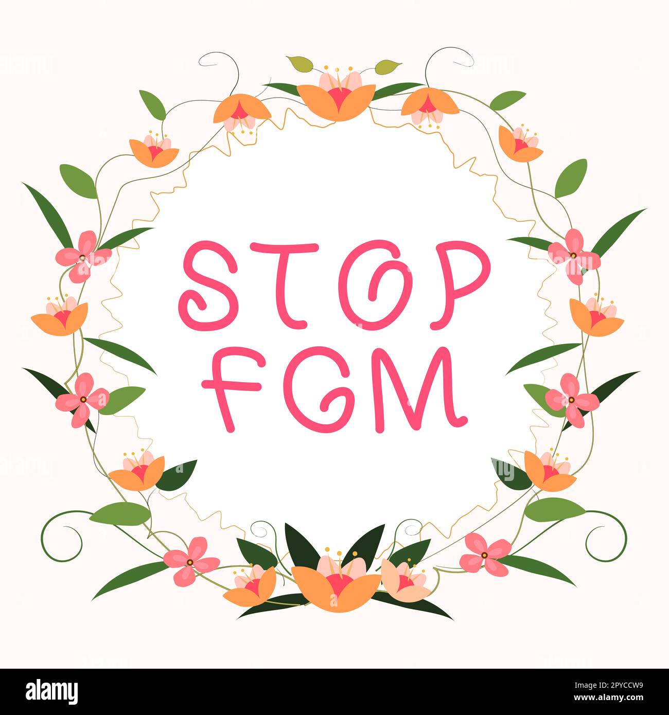 Text mit „Inspiration Stop FGM“. Geschäftsbeispiele setzten weiblichen Genitalschnitten und weiblichen Beschneidungen ein Ende Stockfoto