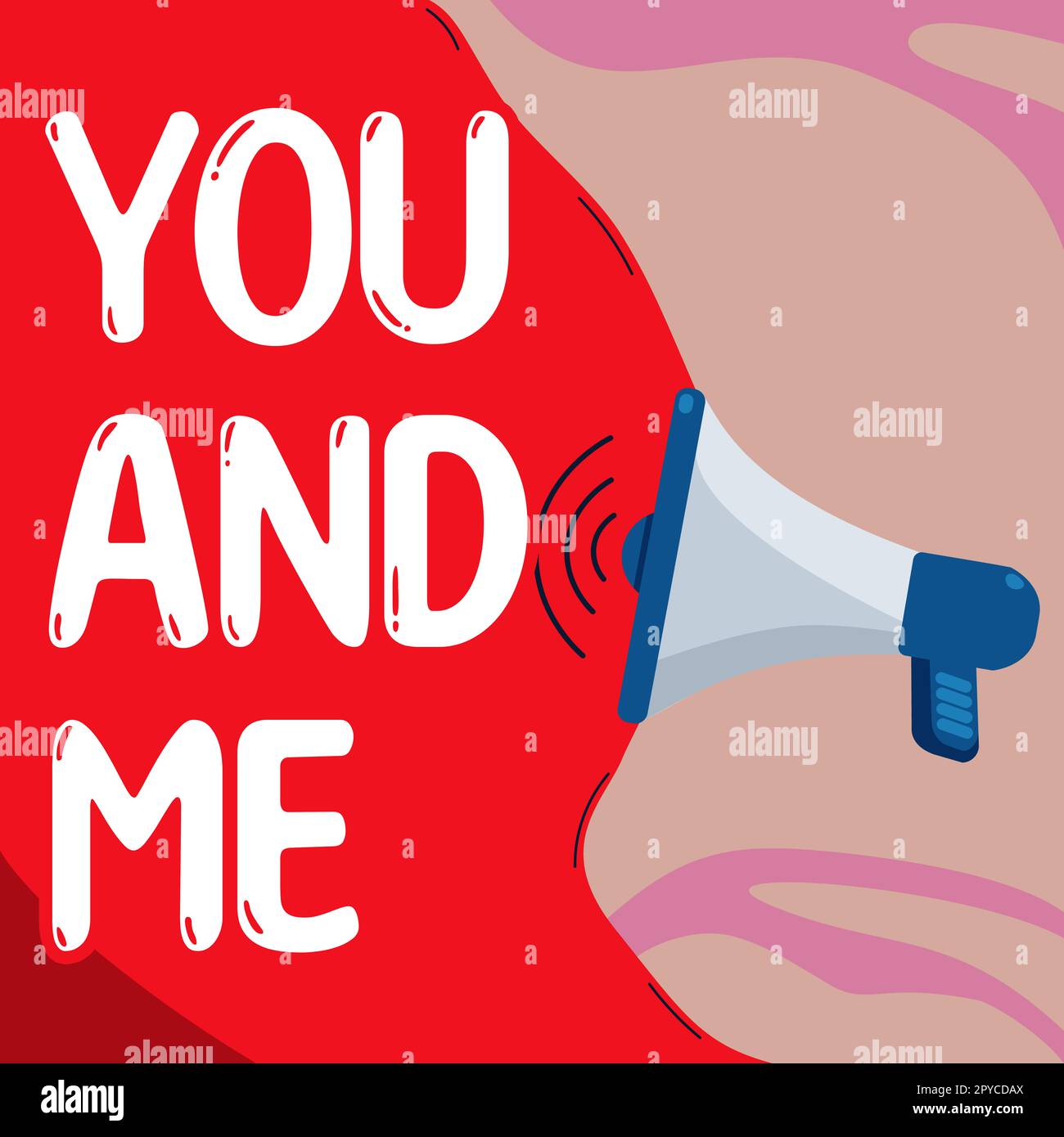 Handschrift für dich und mich. Internet-Konzept, Paarkompromiss, der romantische Gefühle ausdrückt Stockfoto