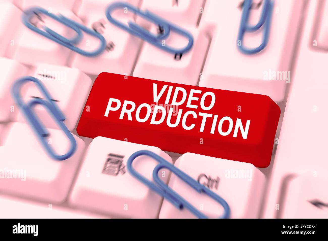 Schild mit Anzeige der Videoproduktion. Geschäftsbeispiele zur Umwandlung einer Idee in ein Video Filmaking Stockfoto