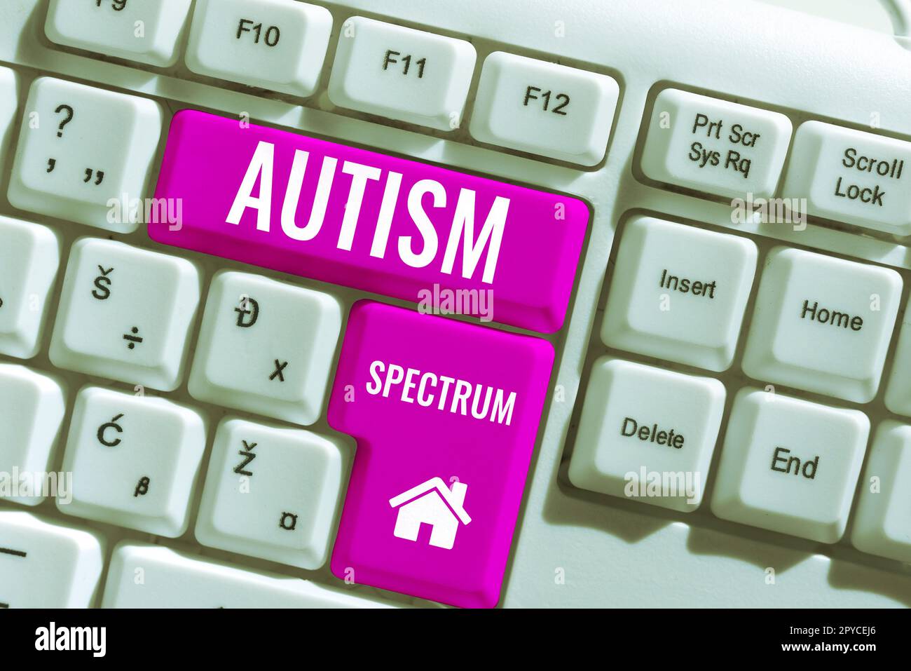 Handschriftliches Schild Autismus Spectrum. Ein Wort für Beeinträchtigungen der Kommunikations- und Sozialleistungsfähigkeit Stockfoto