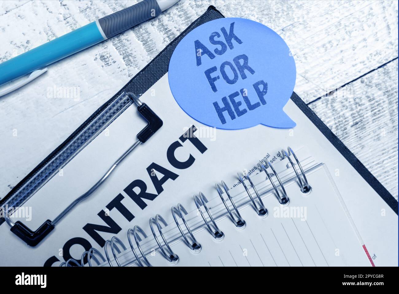 Textüberschrift Präsentation „Hilfe anfordern“. Geschäftsübersicht Support-Anfrage benötigt professionelle Beratung Stockfoto