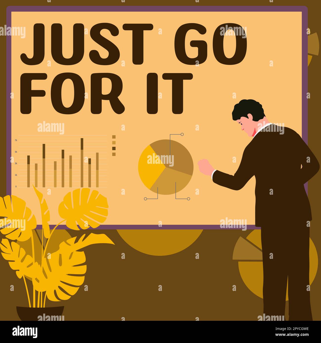 Konzeptionelle Darstellung „Just Go for IT“. Geschäftsbeispiele Motivation, etwas zu tun, hat Disziplin Stockfoto